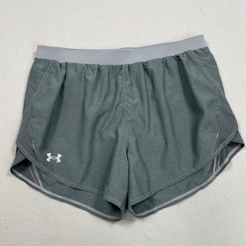 Under Armour Womens HeatGear Gray Running Shorts Loose Fit Mesh Panels Medium